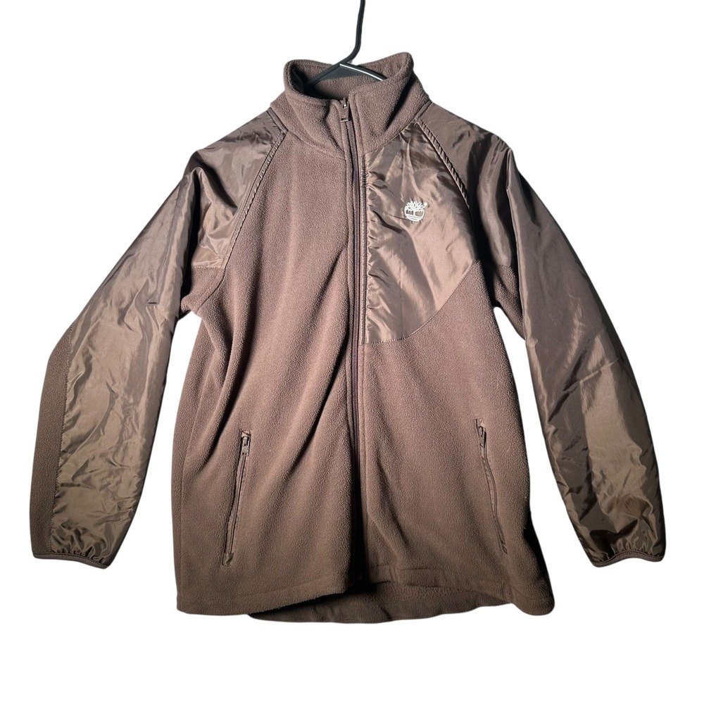 Timberland Kids Fleece Jacket Brown Full Zip Pockets Outdoor Casual